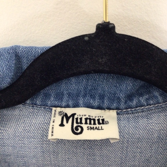 Show me your Mumu denim Jean short overalls women small blue - Picture 5 of 9